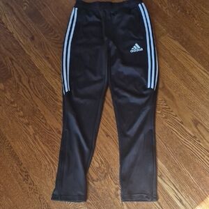 Adidas Kids Black Joggers with White Stripes